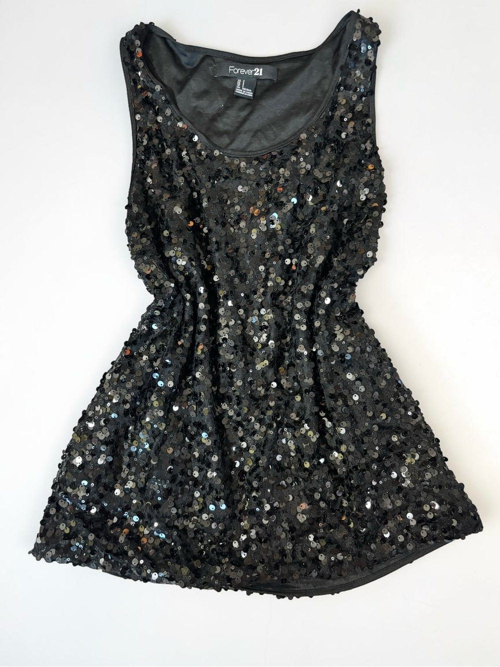 Black Sequin Tank Top Y2K Forever 21 S
